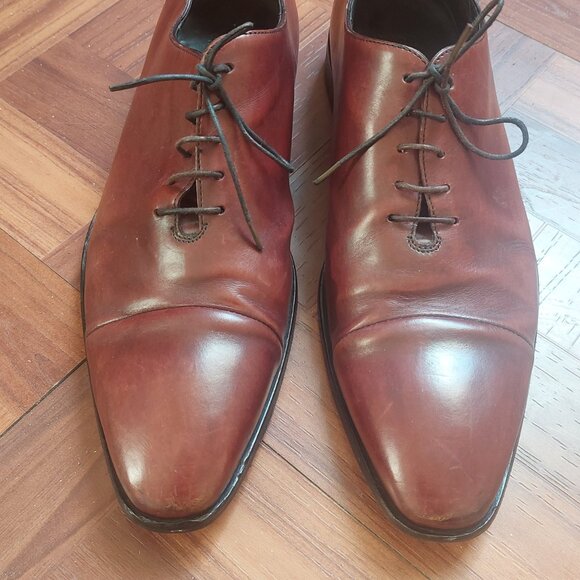 Hugo Boss Men’s Italian Leather Dark Brown Lace-Up Dress Shoes – Size 9 - Picture 2 of 7